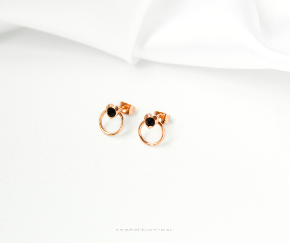 ARO DE ACERO ROSE CIRCULO C/ FORMA C/STRASS - Imagen 2