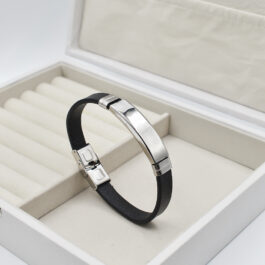 PULSERA DE CUERO Y ACERO PARA GRABAR LISA