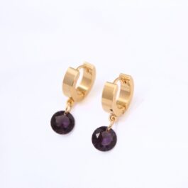 ARGOLLA DE ACERO DORADO C/ CUBIC COLGANTE DE COLORES