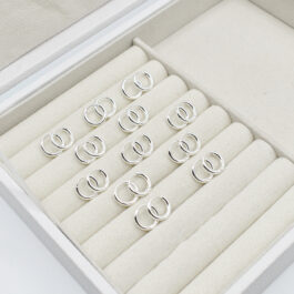 ARGOLLAS DE ACERO BLANCO 10MM CIERRE A PRESION  X12