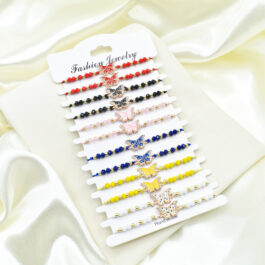 PULSERAS MACRAME Y ACERO DORADO MARIPOSAS X12