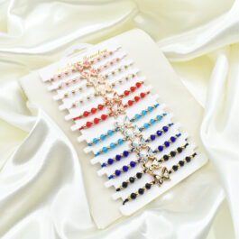 PULSERA DE MACRAME CON MARIPOSA DE COLORES Y STRASS X 12