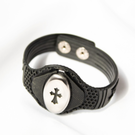 PULSERA DE CAUCHO C/DIJE OVALADO INCRUSTADO