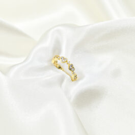 ANILLO DORADO 8 CORAZONES REGULABLES C/STRASS