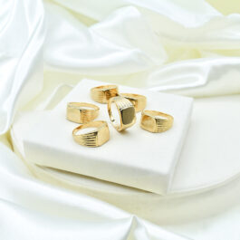ANILLOS ACERO DORADO SELLO C/LINEAS X6