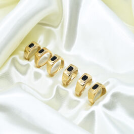 ANILLOS ACERO DORADO C/PIEDRA CHICA X6