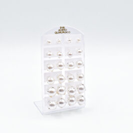 AROS PERLAS DE ACERO BLANCO C/ENGARCE VARIAS MEDIDAS X12