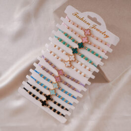 PULSERA DE MACRAME TREBOL DE COLORES X12