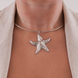 CHOCKER RIGIDO PLATEADO C/DIJE DE ESTRELLA DE MAR