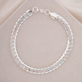 PULSERA DE ACERO BLANCO TIPO ESPIGA PLANA 2.0MM DE 22CM