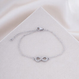 PULSERA DE ACERO INFINITO STRASS EN MEDIO
