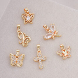 DIJE DORADO MINI CON STRASS O GEMITAS DE CRISTAL