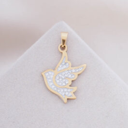DIJE DE ACERO DORADO PALOMA MULTI-STRASS