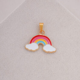 DIJE DE ACERO DORADO ARCOIRIS C/ NUBE
