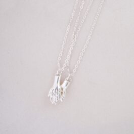 COLLAR DE ACERO BLANCO MANOS C/IMAN DOBLE CADENA
