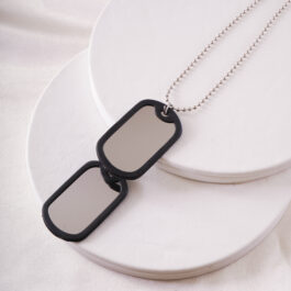 CADENA DE BOLITAS C/DOBLE CHAPA MILITAR C/ CAUCHO