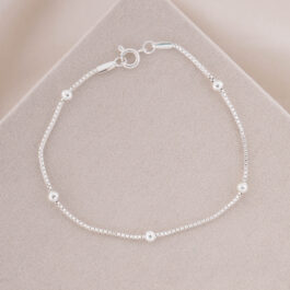 PULSERA DE ACERO BLANCO VENECIANA C/BOLITAS