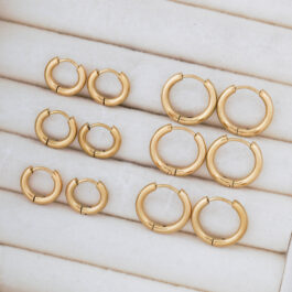 ARO ARGOLLA ACERO DORADO CIERRE A PRESION VARIOS TAMAÑOS X 6