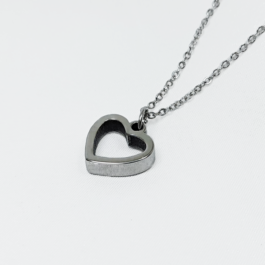 COLLAR DE ACERO C/DIJE CORAZON ENTERO O CALADO