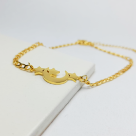 PULSERA DE ACERO DORADO GRUME C/3 MARIPOSAS