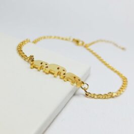 PULSERA DE ACERO DORADO GRUME C/3 MARIPOSAS