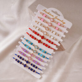PULSERA DE MACRAME TREBOL DE COLORES X12