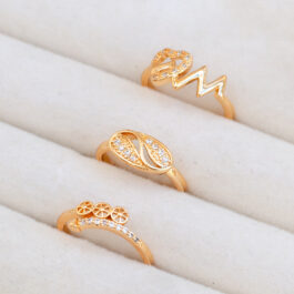 ANILLOS EN ACERO DORADO VARIAS FORMAS X3