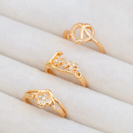 ANILLOS EN ACERO DORADO VARIAS FORMAS X3