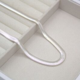 CADENA DE ACERO BLANCO COBRA PLANA CHATA 6.0MM DE 50CM