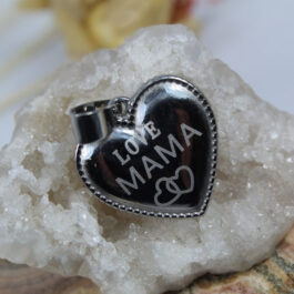 DIJE DE ACERO CORAZÓN MAMÁ C/FRASE DE LOS DOS LADOS