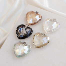 DIJE DE ACERO CORAZON TIPO CRISTAL DE ROCA EXTRA GRANDE
