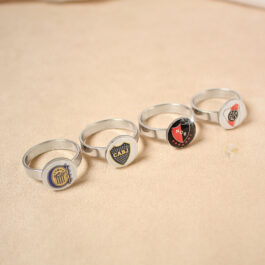 ANILLO DE ACERO C/ESCUDOS DE FUTBOL