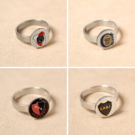 ANILLO DE ACERO C/ESCUDOS DE FUTBOL