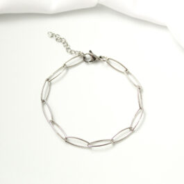 PULSERA DE ACERO ESLABON OVALADO LISO