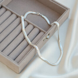 CADENA DE ACERO BLANCO COBRA PLANA CHATA ANCHA 6.0MM DE 45CM