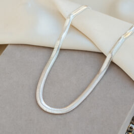 CADENA DE ACERO BLANCO COBRA PLANA CHATA ANCHA 6.0MM DE 45CM