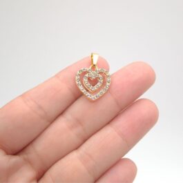 DIJE DORADO DOBLE CORAZON MICROPAVE