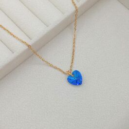 COLLAR DE ACERO DORADO C/DIJE CRISTAL SWAROSVKY