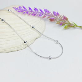 CADENA DE ACERO BLANCO COLITA DE RATA C/BOLITAS1.2- 50CM