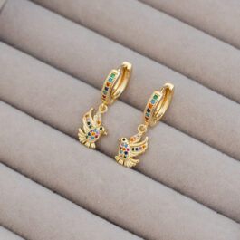 ARGOLLA DE ACERO DORADO MICROPAVE C/ COLIBRI