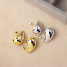 AROS GOTA DORADOS Y PLATEADOS 15x24mm