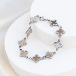 PULSERA DE ACERO TREBOL LISO