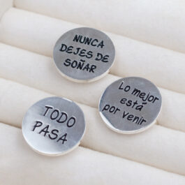 ANILLOS DE ACERO BLANCO C/ FRASE X3