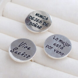 ANILLOS DE ACERO BLANCO C/ FRASE X3