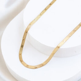 CADENA DE ACERO DORADO CINTA DIBUJADA 47CM
