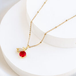 COLLAR DE ACERO DORADO C/1 CEREZA