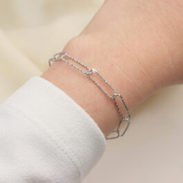 PULSERA DE ACERO ESLABON RECTANGULAR ALARGADO FACETADA