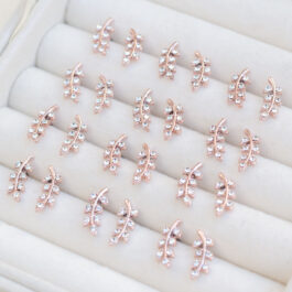 ARO PASANTE DE ACERO RAMITA ROSE C/HOJAS 7 STRASS X 12