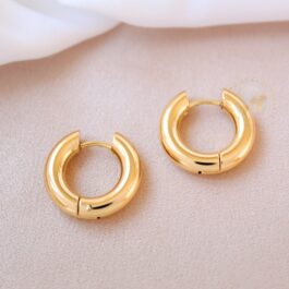 ARGOLLA DE ACERO DORADO INFLADO CIERRE A PRESIÓN DE 14MM