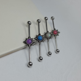 PIERCING CARTILAGO DE ACERO C/ SOL Y SIMIL PIEDRA